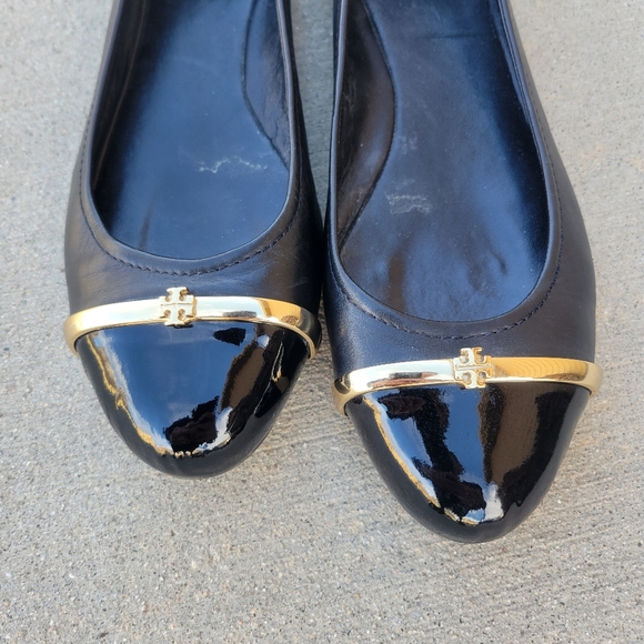 Tory Burch Pacey Cap Toe Black Patent Leather Ballet Flat Women's Size 9.5 - Picture 2 of 8